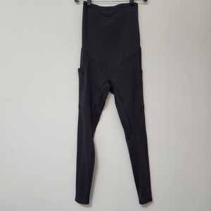 ENERFUL Women's Dark Gray Maternity High Rise Legging Pockets Size S